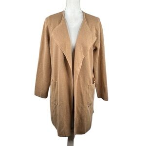 J. Crew 365 Tan Cardigan Open Minimalist Classic Merino Wool Blend Blazer Size M
